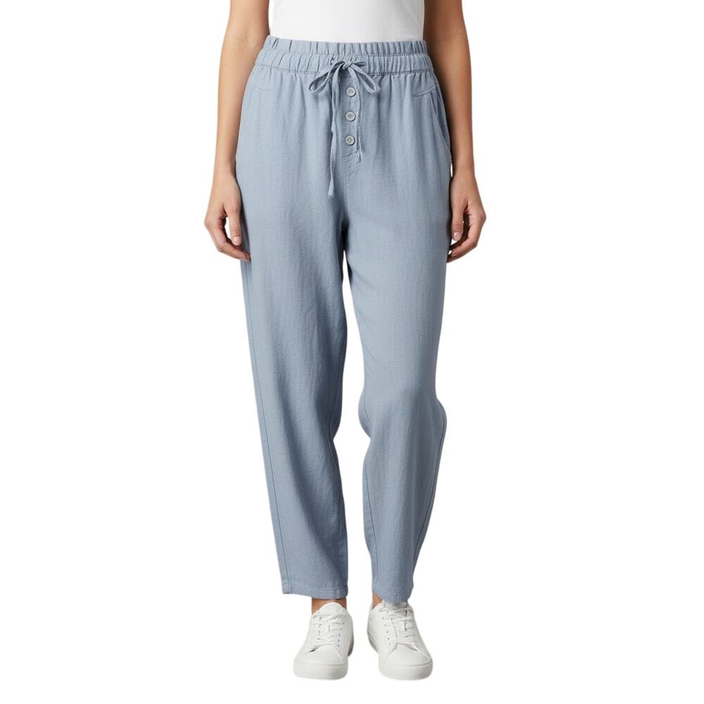 Blank NYC Steel Blue Paperbag Pants Drawstring Button Fly NWT Size Small